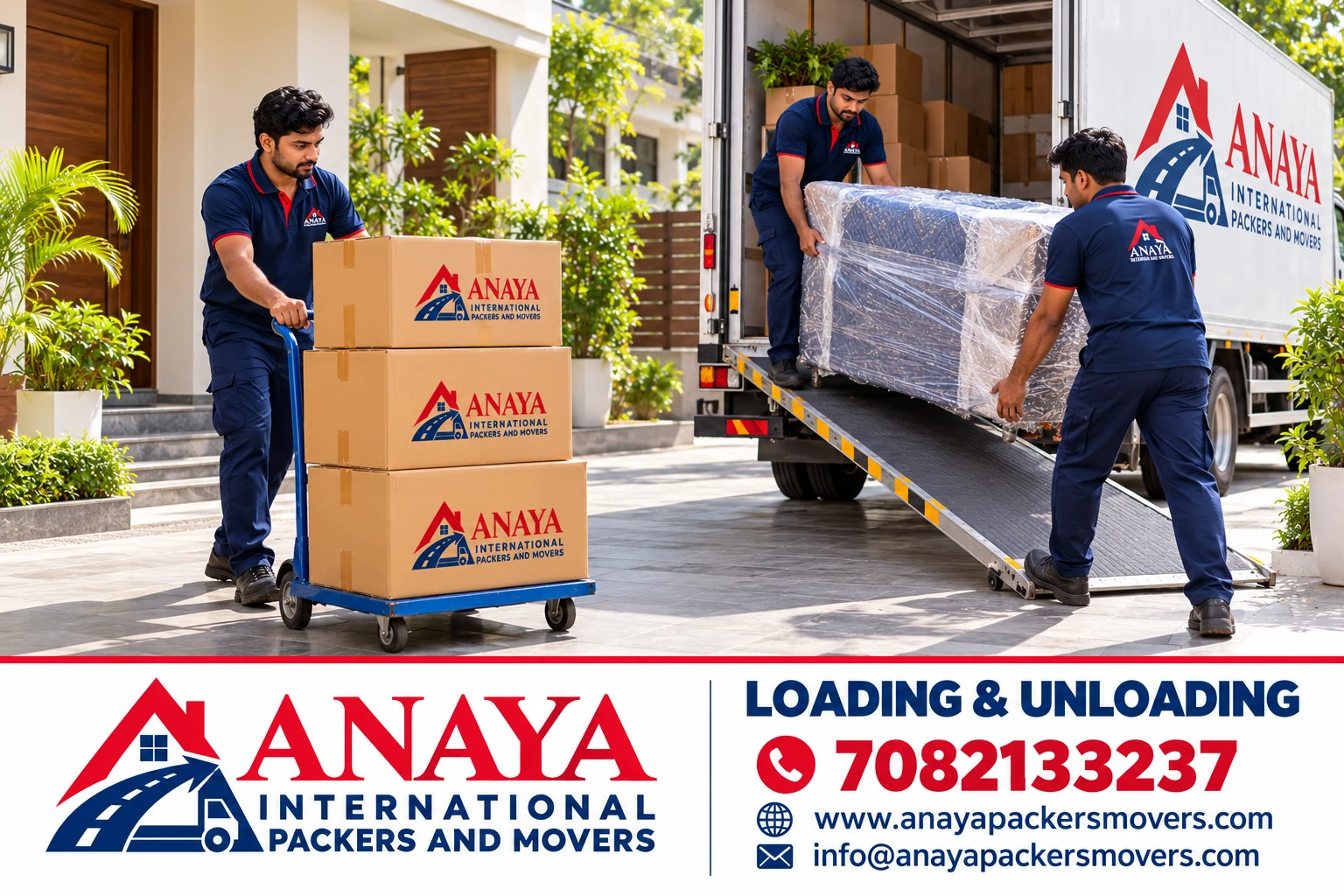 Movers loading protected household goods into a truck